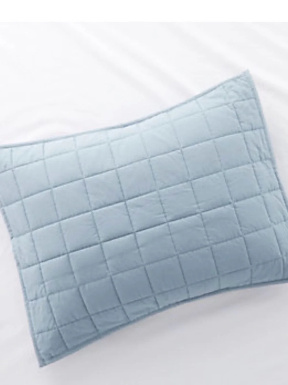 Crate & Barrel Organic Cotton Full Queen Quilt Mellow Sky Blue w 2 Standard Sham